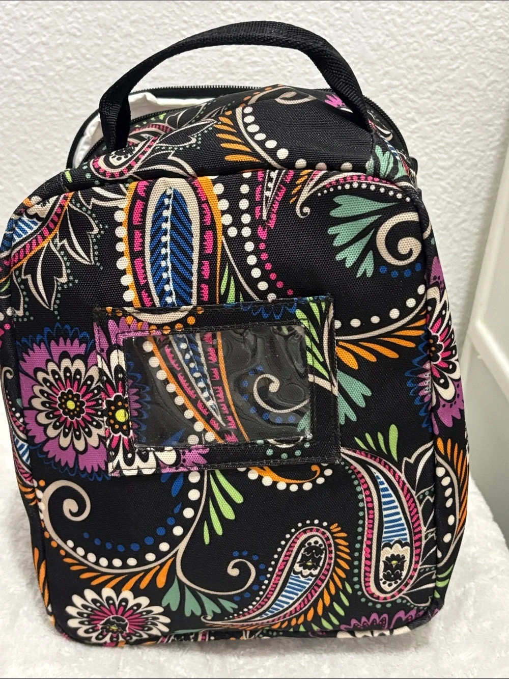 Vera Bradley Black Floral Paisley Cosmetic Case with Multicolor Accents